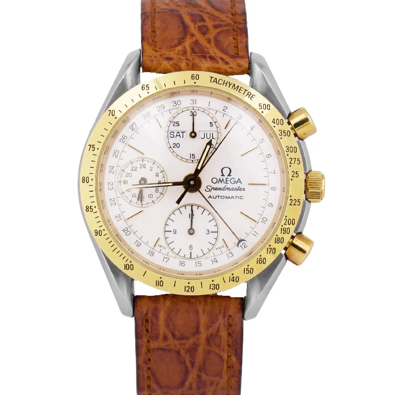 Unisex military style watches-Omega Speedmaster Chronograph Reduced Triple Date 39mm 18K Gold Watch 3321.30