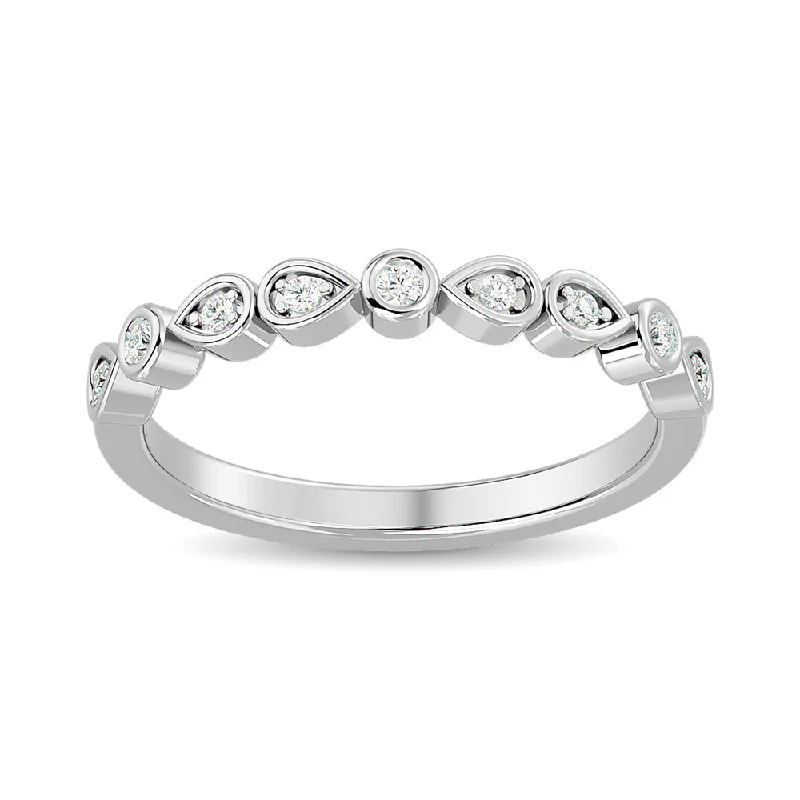 Women’s white gold engagement rings-Diamond Stackable Band 1/10 ct tw in 10K White Gold