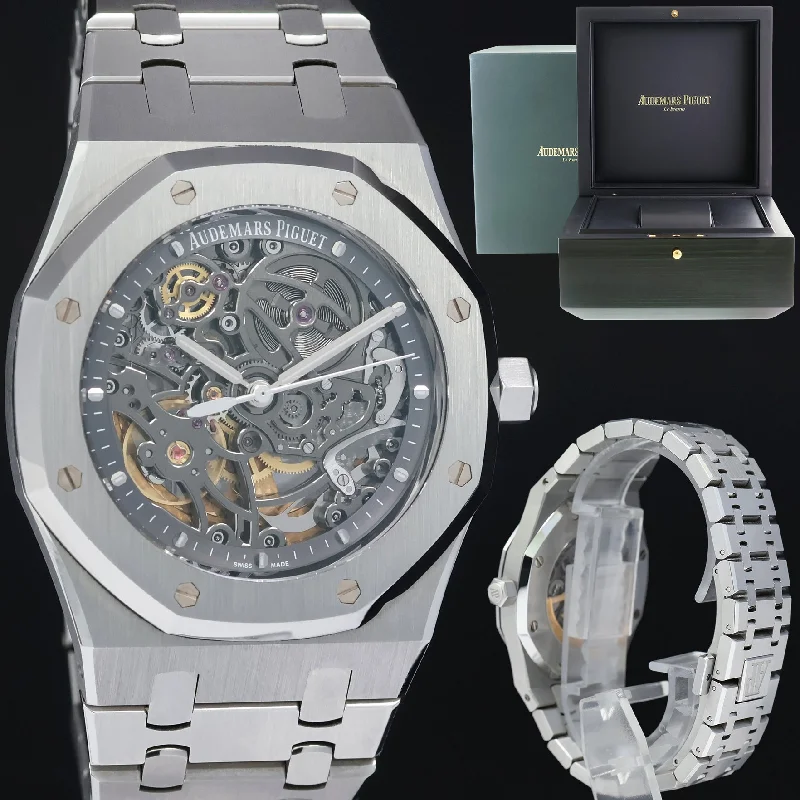 Unisex magnetic strap watches-Mint Audemars Piguet Royal Oak Open Work Skeleton 39mm Steel 15305ST Watch Box