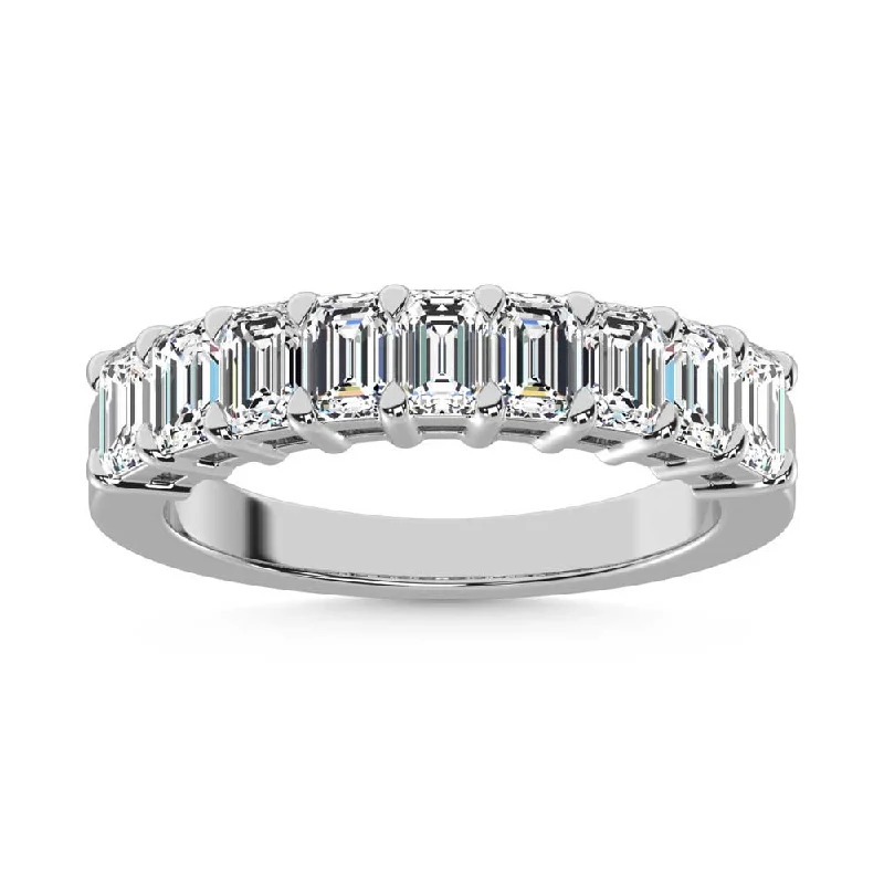 Women’s emerald-cut engagement rings-14K White Gold Lab Grown Diamond 2 Ct.Tw. Half Way Emerald Band