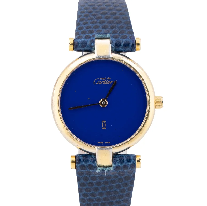 Unisex smartwatches for Android-Cartier Vendome Yellow Gold Blue Lapis Vermeil Quartz 24mm 47436757 Watch