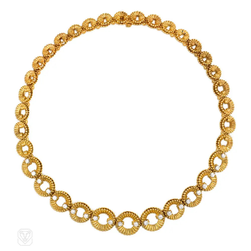 Women’s emerald necklaces-Gold and diamond circular link necklace, Van Cleef & Arpels