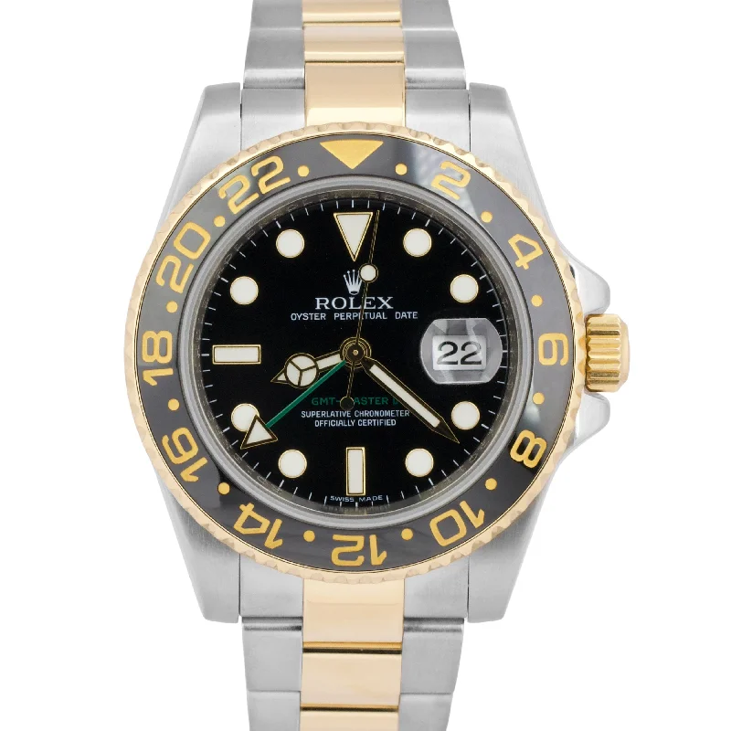 Unisex white dial watches-MINT PAPERS Rolex GMT-Master II Black Ceramic 18K Gold Steel 40mm 116713 BOX