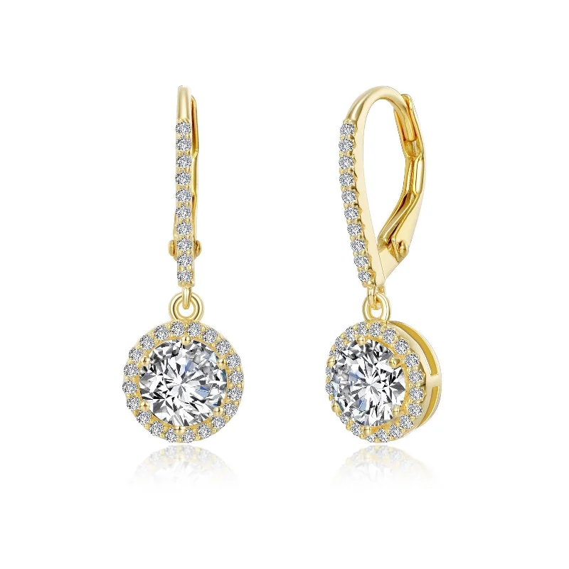 Women’s long earrings-Lafonn Simulated Diamond Halo Drop Earrings E0193CLG