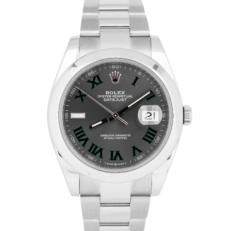 Unisex sports watches-MINT PAPERS Rolex DateJust WIMBLEDON Stainless Steel 41mm Watch 126300 BOX