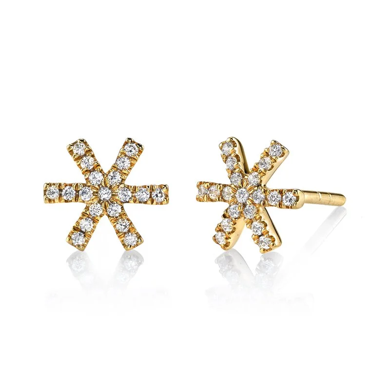 Women’s rose gold hoop earrings-14K Yellow Gold 0.20ct. Diamond Starburst Stud Earrings