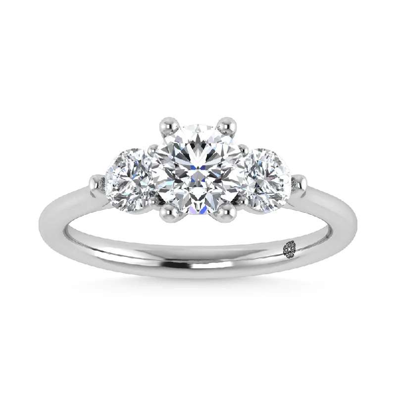 Women’s custom-made engagement rings-14K White Gold Lab Grown Diamond 1 1/4 Ct.Tw. Three Stone Ring (Center 3/4 ct)