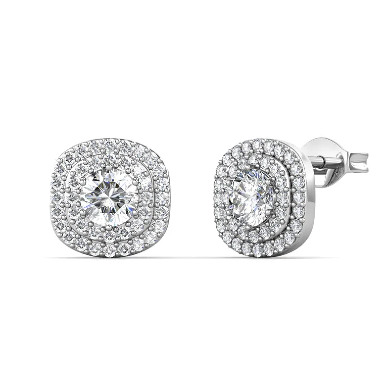 Women’s halo earrings-Moissanite by Cate & Chloe Lucy Sterling Silver Stud Earrings with Moissanite Crystals