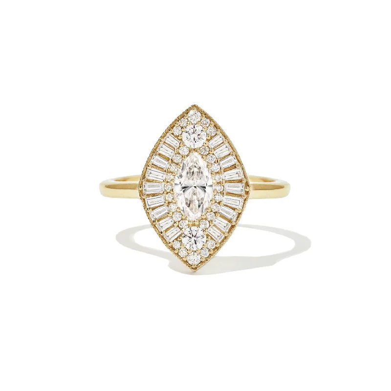 Women’s radiant-cut engagement rings-Marquise Ballerina Diamond Mosaic Ring