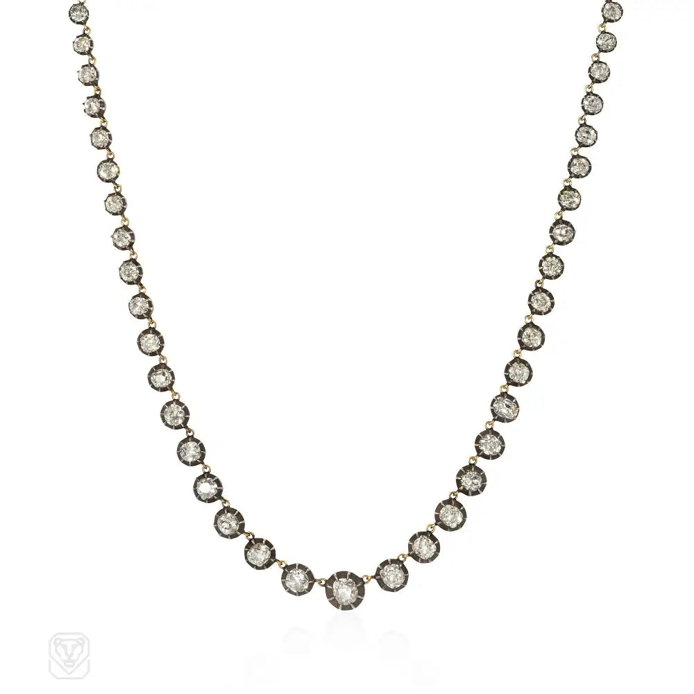 Women’s designer necklaces-Antique style diamond rivière necklace