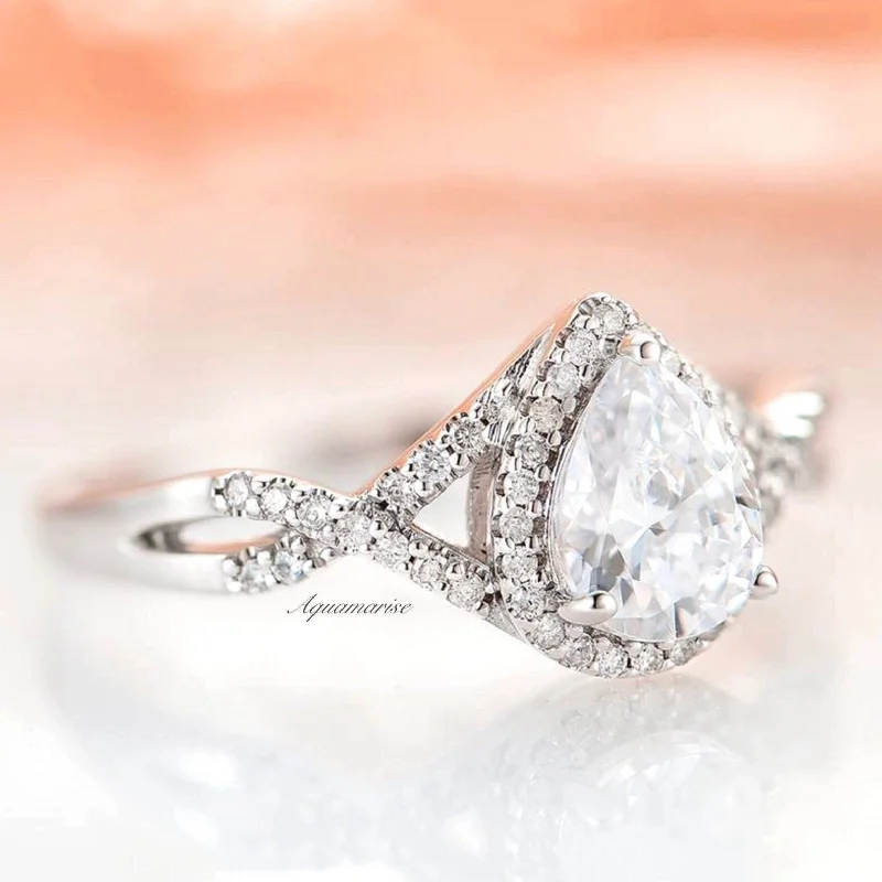 Women’s cushion-shaped engagement rings-Flair Diamond (cz) Ring- Sterling Silver