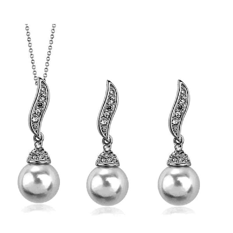 Women’s luxury necklaces-Pearl Drop Necklace and Earring Set-Pearl Necklace and Earring Set