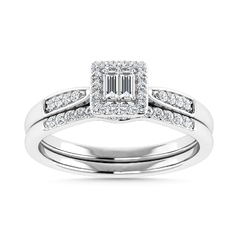 Women’s halo diamond engagement rings-Diamond 1/4 Ct.Tw. Bridal Ring in 10K White Gold