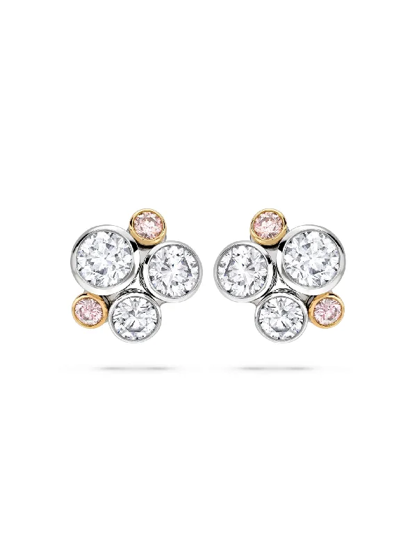 Women’s heart-shaped diamond earrings-Raindance Pink Diamond Cluster Earrings