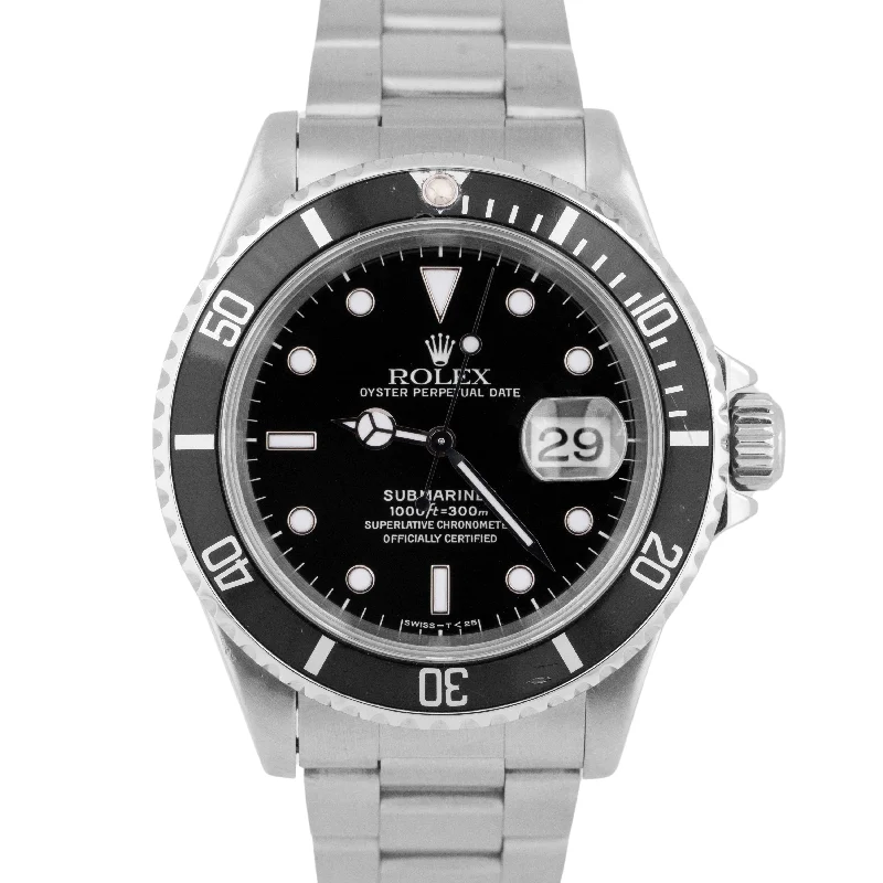 Unisex sports activity watches-Rolex Submariner Date 40mm Black Stainless Steel Automatic Oyster Watch 16610