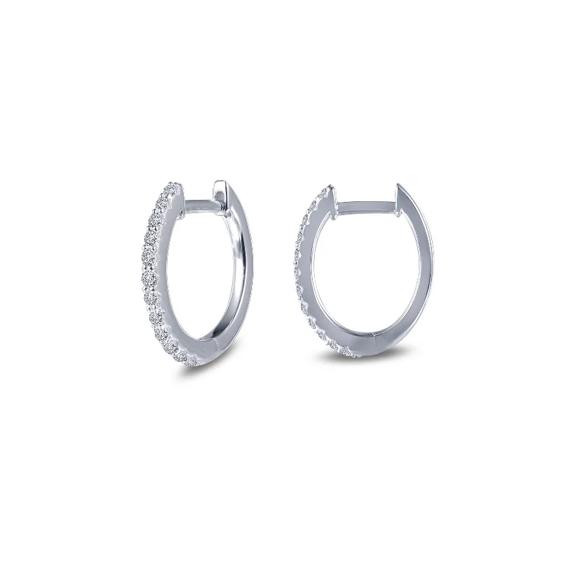 Women’s diamond dangle earrings-Lafonn Simulated Diamond Oval Huggie Hoop Earrings E0345CLP