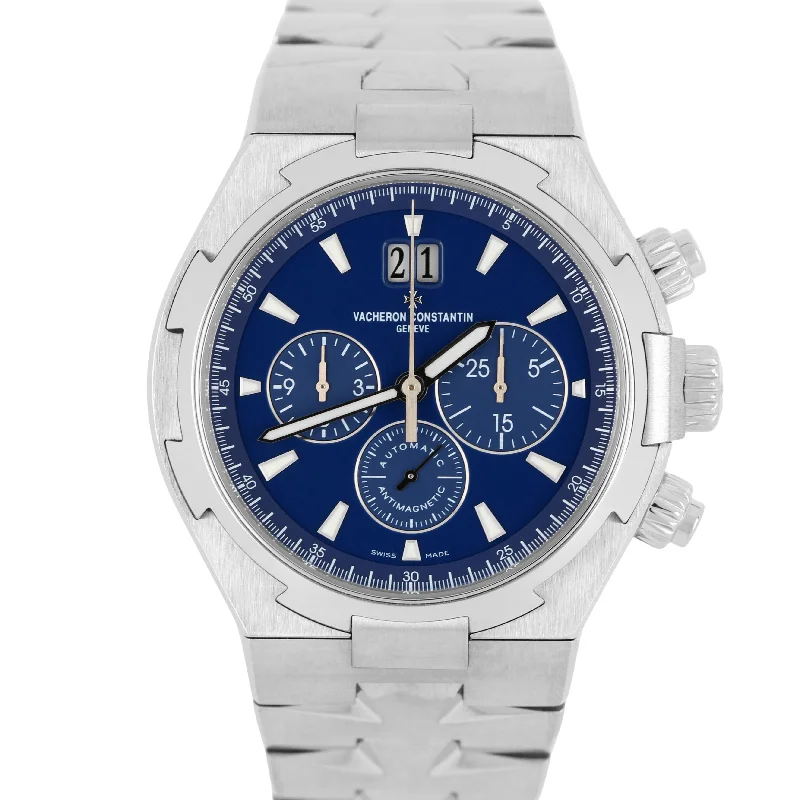 Unisex gold watches-Vacheron Constantin Overseas Chronograph PAPERS Steel Blue 42mm 49150 Watch