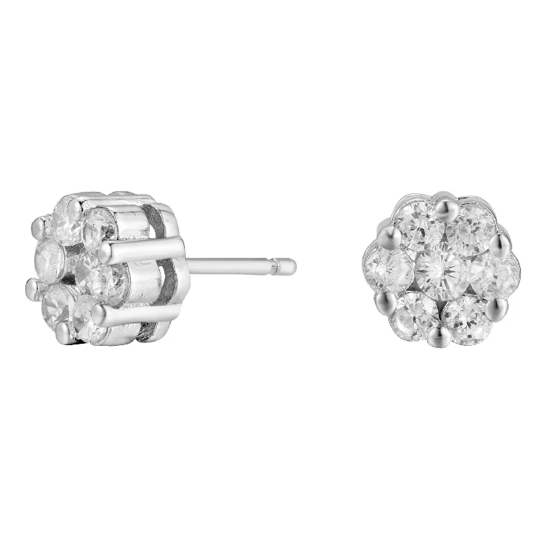 Women’s long earrings-Nova 18k White Gold Plated Stud Earrings with Swarovski Crystals