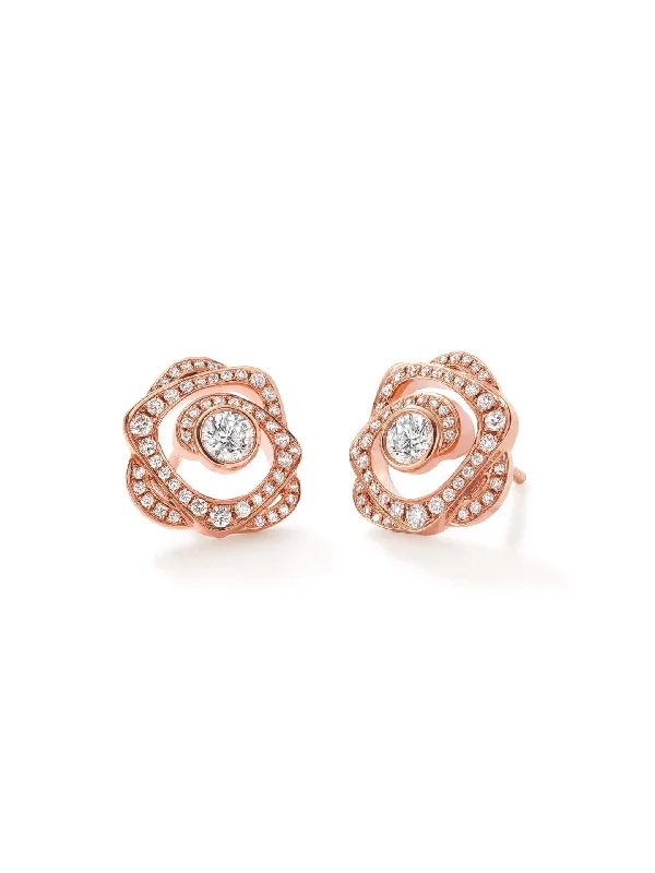 Women’s boho earrings-Maymay Rose Diamond Rose Gold Earrings