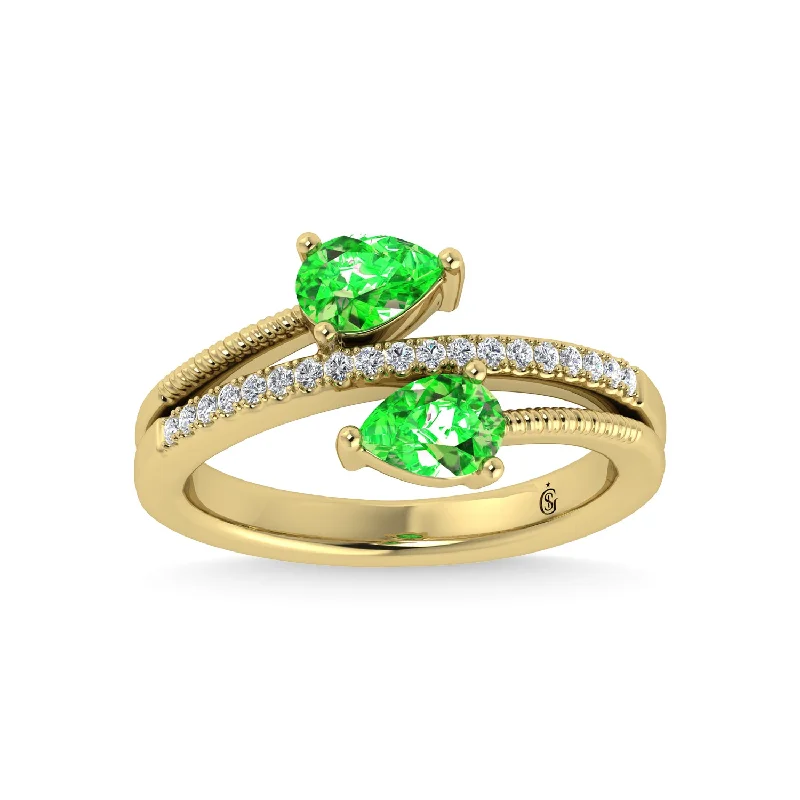 Women’s sapphire and diamond engagement rings-14K Yellow Gold Diamond  and Tsavorite 1 Ct.Tw. Stackable Band