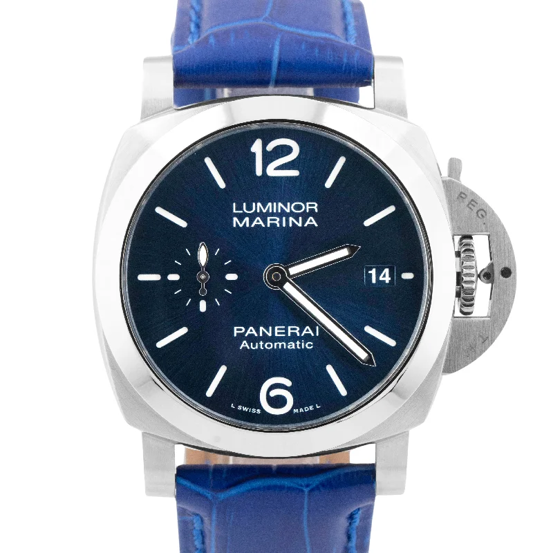 Unisex date display watches-MINT 2022 PAPERS Panerai Luminor Marina PAM01270 BLUE 40mm Quaranta PAM 1270 BOX