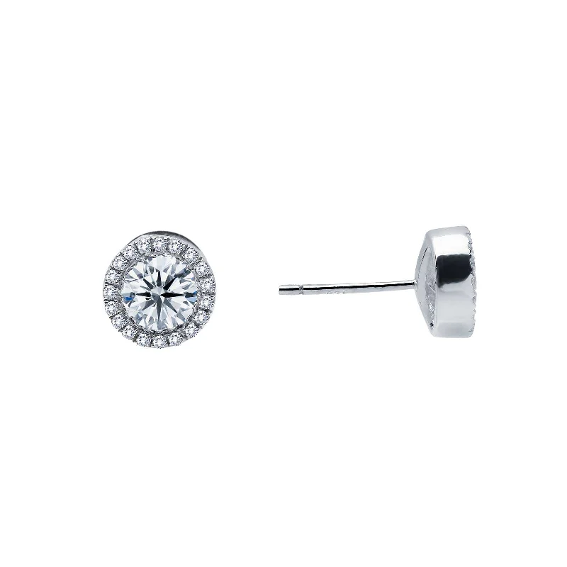 Women’s statement stud earrings-Lafonn Simulated Diamond 0.80ct Halo Stud Earrings E2001CLP