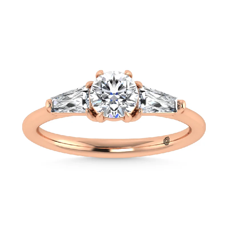 Women’s eternity engagement rings-14K Rose Gold Lab Grown Diamond 1 1/4 Ct.Tw. Three Stone Ring (Center 3/4 ct)