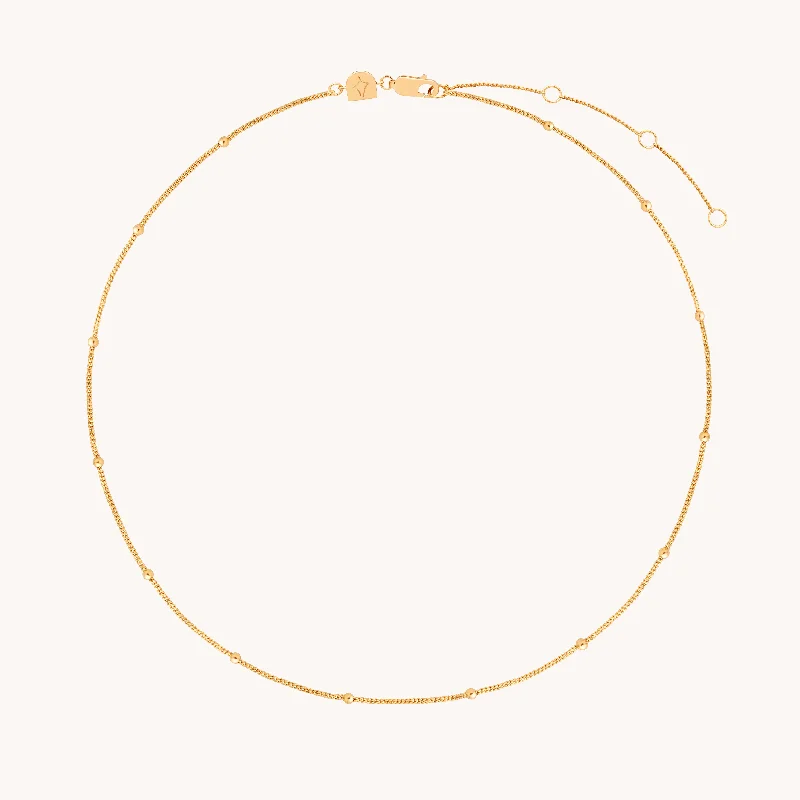 Women’s pearl and diamond necklaces-Essential Beaded Chain Necklace in Gold