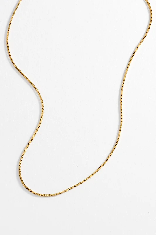 Women’s yellow gold necklaces-Mens Thin Box Chain Necklace