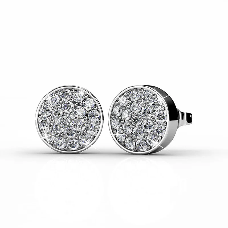 Women’s classic earrings-Nelly 18k White Gold Plated Pave Stud Earrings with Swarovski Crystals