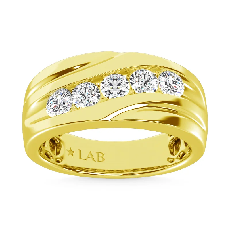 Women’s platinum band engagement rings-14K Yellow Gold Lab Grown Diamond 1 Ct.Tw. Mens Ring