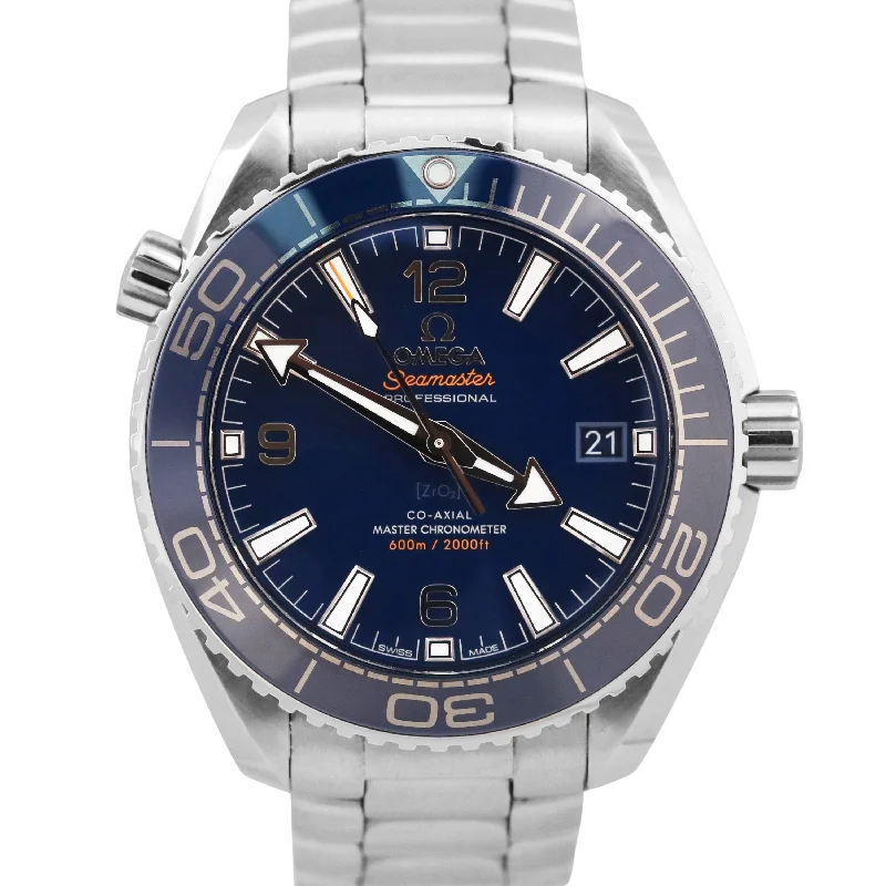 Unisex silver watches-2023 PAPERS Omega Seamaster Planet Ocean 39.5mm BLUE 215.30.40.20.03.001 BOX