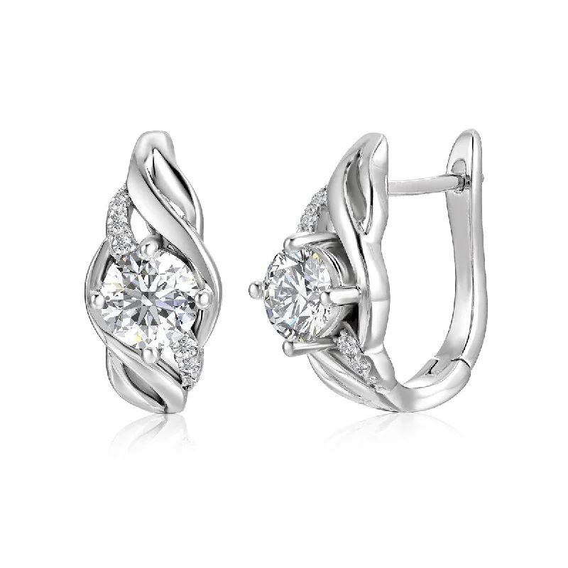 Women’s diamond drop earrings-Moissanite by Cate & Chloe Evelyn Sterling Silver Drop Earrings with Moissanite Crystals