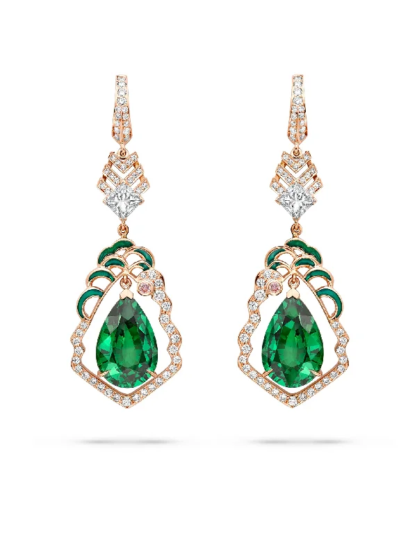 Women’s elegant earrings-A Family Journey London Royal Parks Tsavorite Rose Gold Earrings