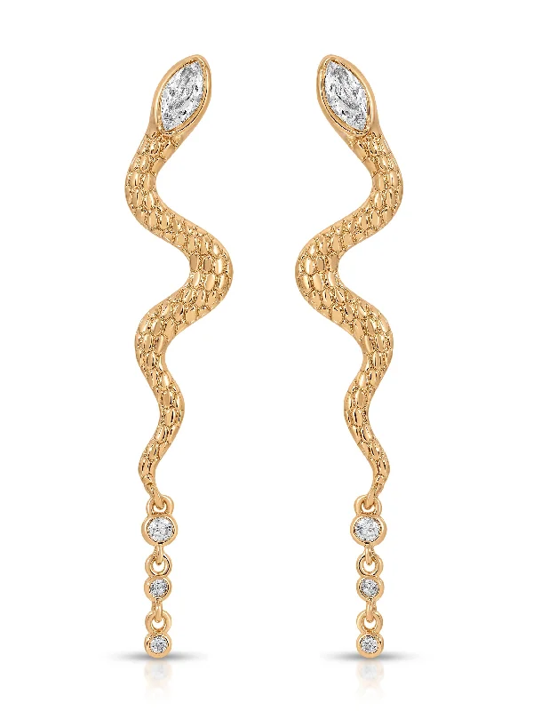 Women’s diamond dangle earrings-Serpentina Earrings