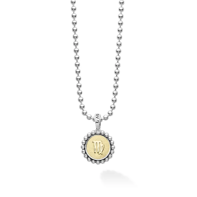 Women’s gold-plated necklaces-Signature Caviar Virgo Zodiac Charm Necklace