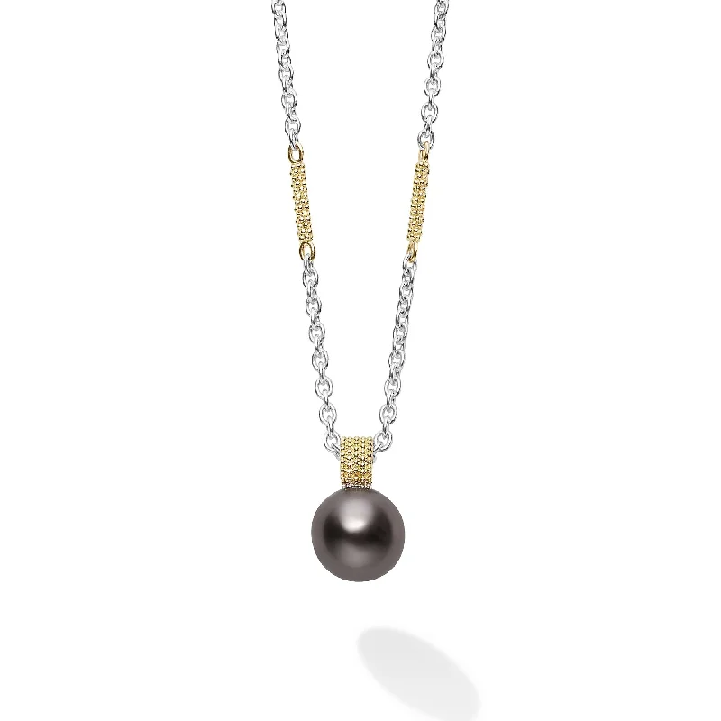 Women’s gold necklaces-Luna Tahitian Black Pearl Pendant Necklace