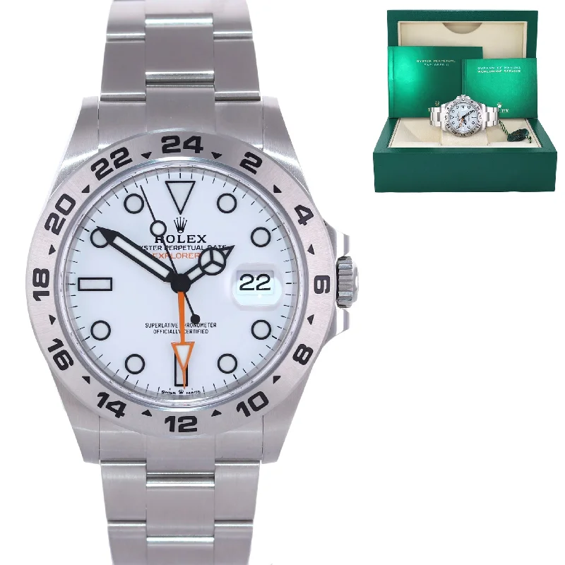 Unisex high-tech smartwatches-2023 Rolex Explorer 2 II 42mm 226570 White Polar Steel Date Stainless Steel Watch