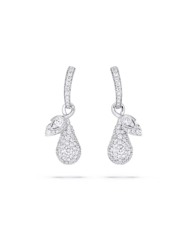 Women’s gemstone drop earrings-Orchard White Gold Pavé Diamond Earrings