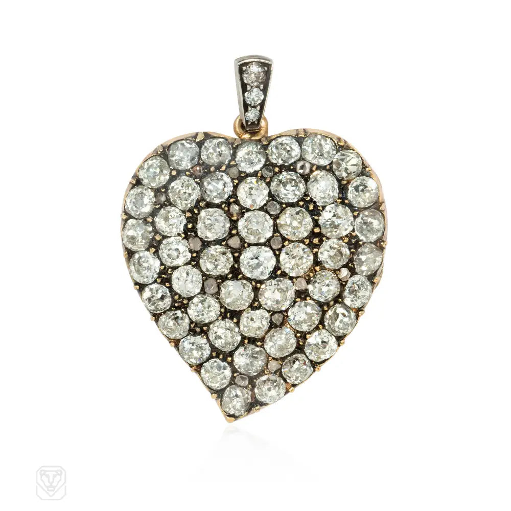 Women’s cubic zirconia pendant necklaces-Antique diamond witch's heart pendant locket