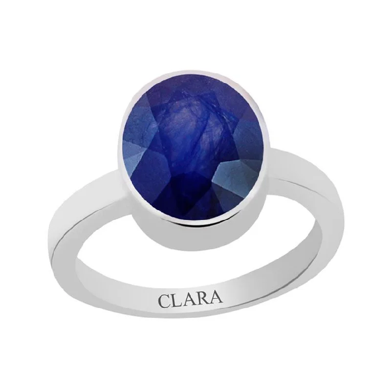 Women’s simple gold rings-Certified Blue Sapphire Neelam Elegant Silver Ring 3.9cts or 4.25ratti