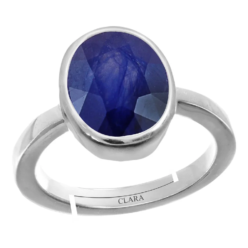 Women’s pave diamond rings-Certified Blue Sapphire Neelam 5.5cts or 6.25ratti 92.5 Sterling Silver Adjustable Ring