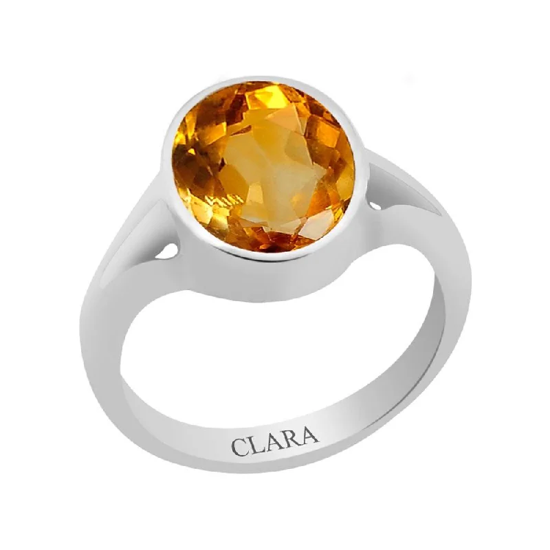 Women’s diamond rings-Certified Citrine Sunehla Zoya Silver Ring 5.5cts or 6.25ratti