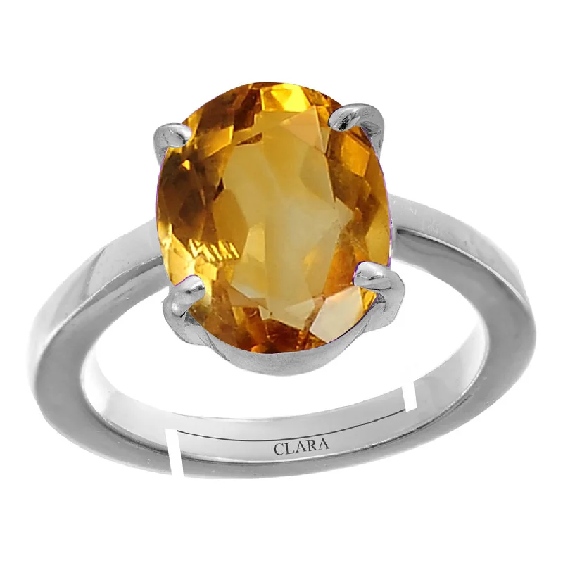 Women’s diamond stackable rings-Certified Citrine Sunehla 9.3cts or 10.25ratti 92.5 Sterling Silver Adjustable Ring