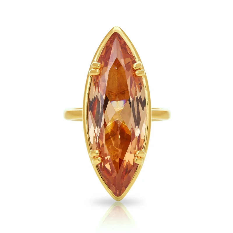 Women’s double band rings-Lotus Marquise Cocktail Ring