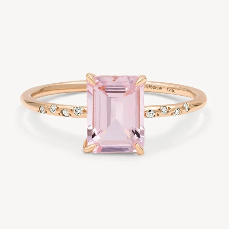 Women’s vintage engagement rings-Large Starry Morganite Ring