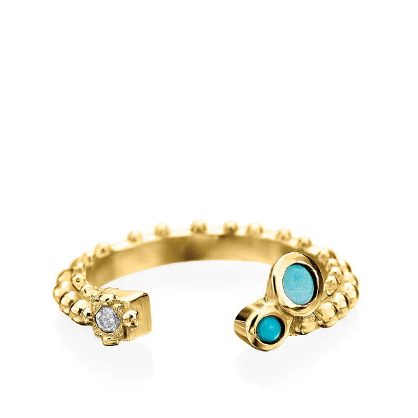 Women’s radiant-cut rings-BOHEME CROWN TROIS RING BLEUE