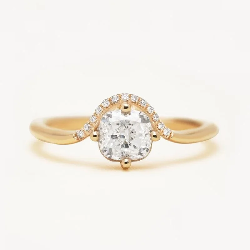 Women’s cubic zirconia engagement rings-Cushion Diamond Crown Ring