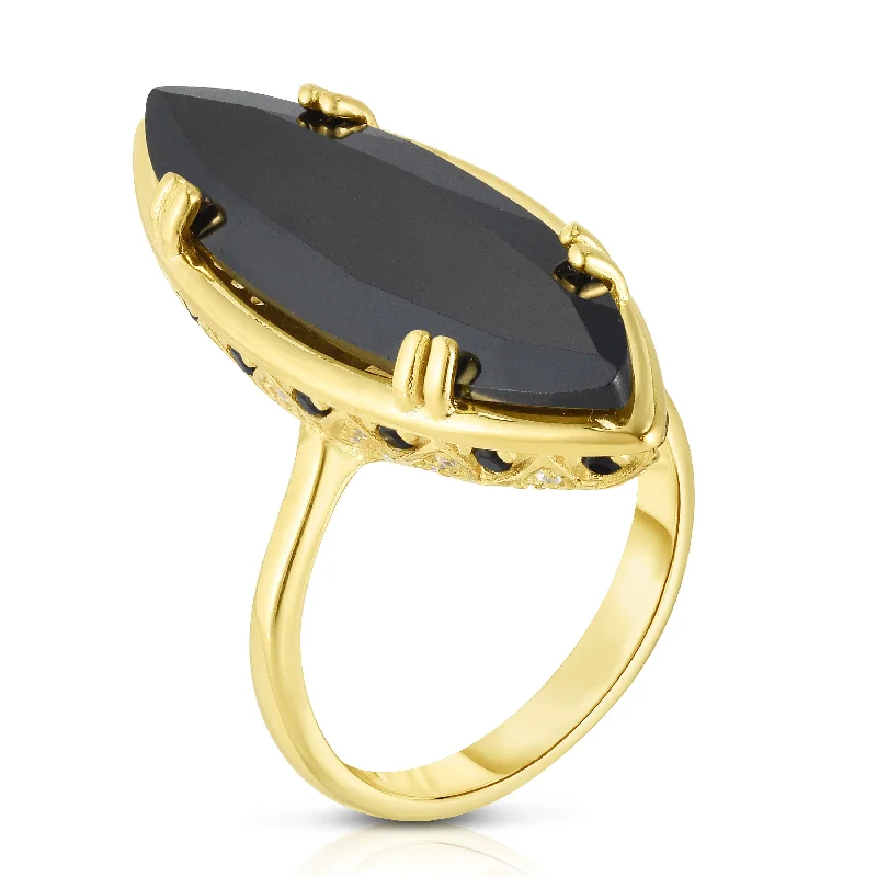 Women’s adjustable gemstone rings-Bash Marquise Cocktail Ring - Gold