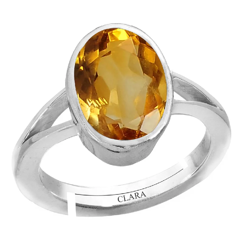 Women’s luxury gold rings-Certified Citrine Sunehla 6.5cts or 7.25ratti 92.5 Sterling Silver Adjustable Ring